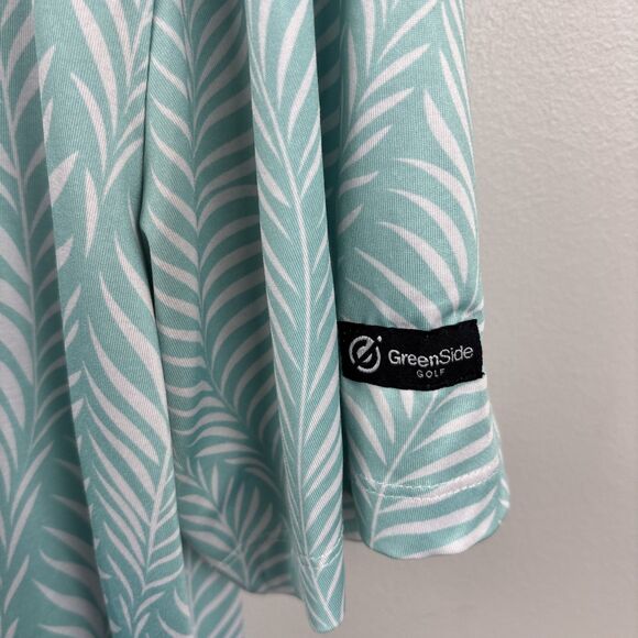 Green side Golf Polo Green AOP men’s Large  classic fit golf Short Sleeve Palm - Picture 4 of 9